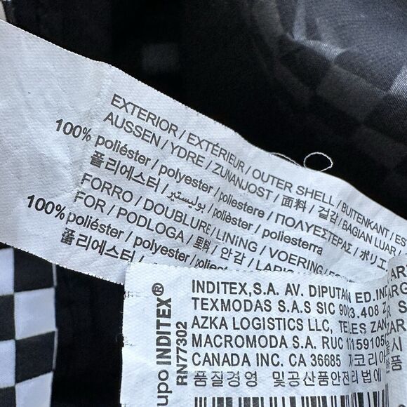 ZARA S Y2K Black White Checked Plaid Sleeve Mini Dress - Picture 10 of 11